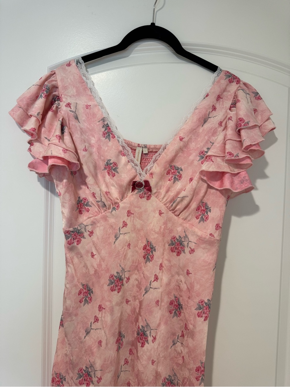 American Heiress/Lait Collection Carlton Pink Floral Satin Maxi Dress - Picture 6 of 12